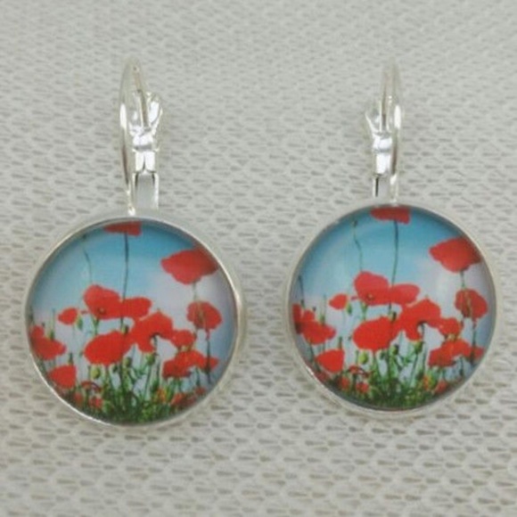 Jewelry - Red Poppy Leverback Earrings